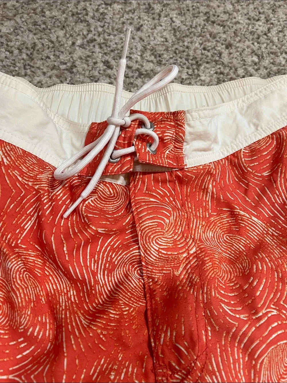 Nautica Orange Swirl Swim Shorts with White Waist